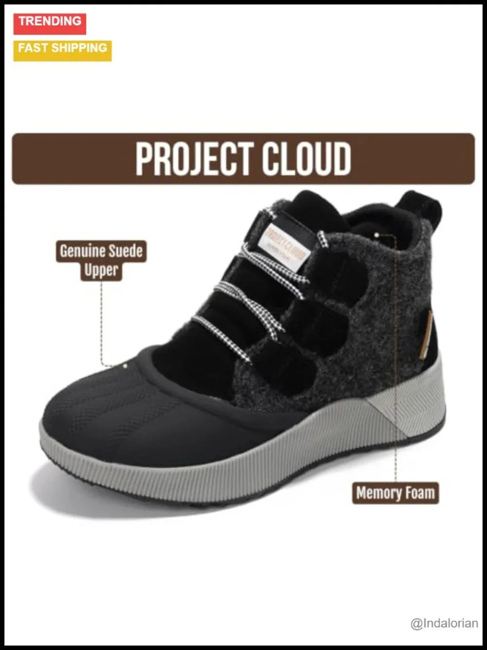 Waterproof Snow Boots Memory Foam Non-Slip Lace-Up Ankle Boots